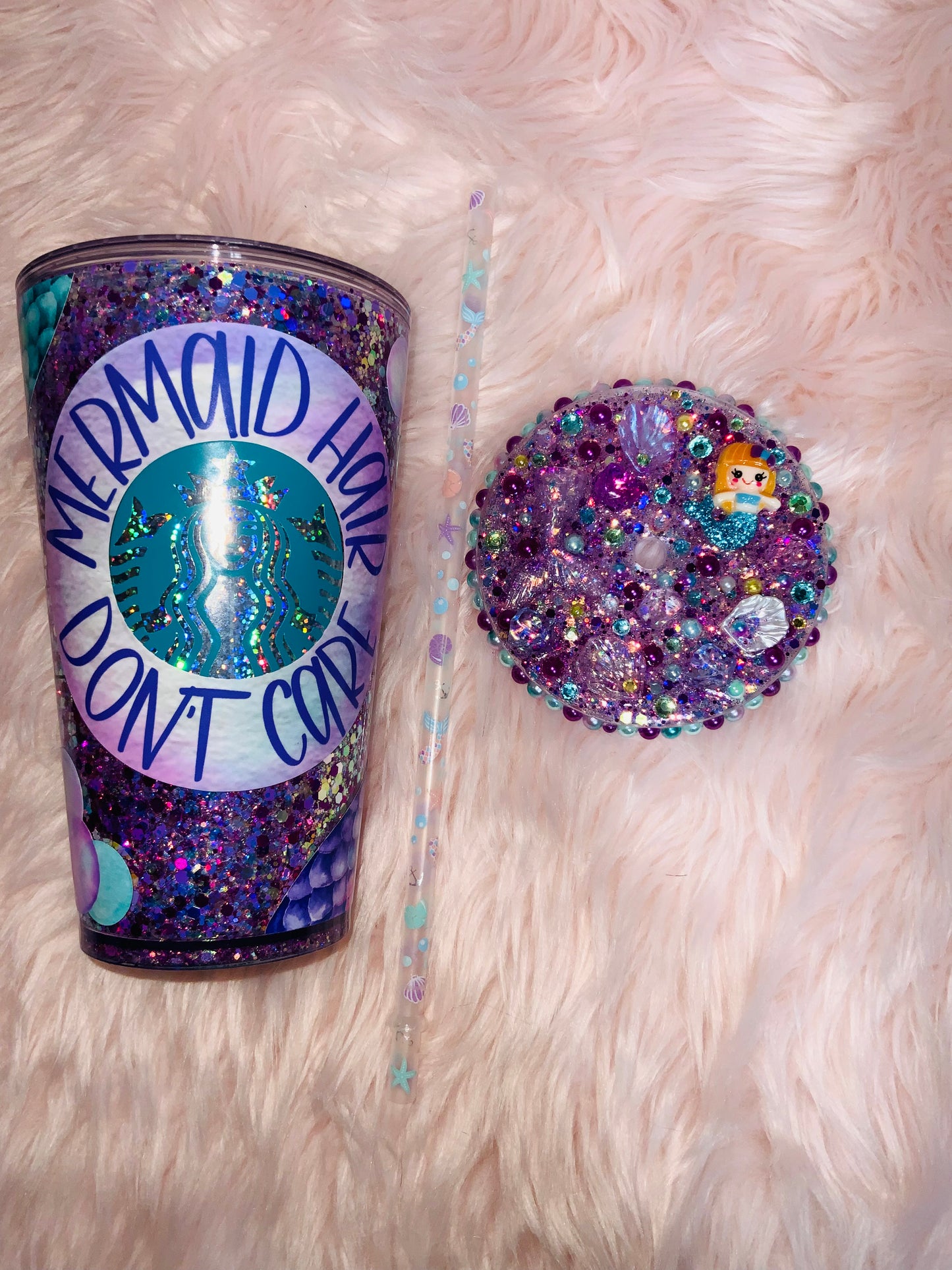 16 oz. Mermaid Tails Snow Globe Tumbler