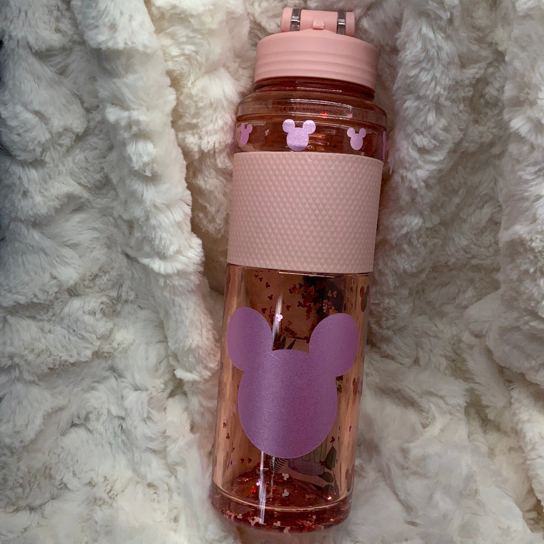 32 oz Snow Globe Pink Mouse Water Bottle