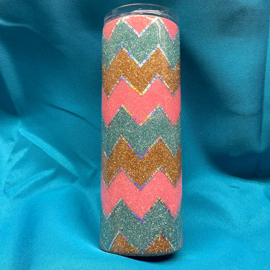 Glitter Beach Vibe Zigzag 20 oz. Skinny tumbler