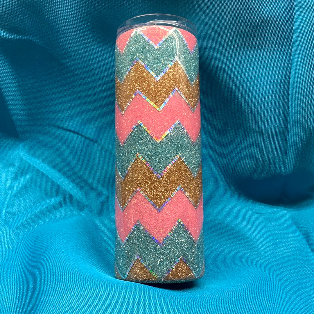 Glitter Beach Vibe Zigzag 20 oz. Skinny tumbler