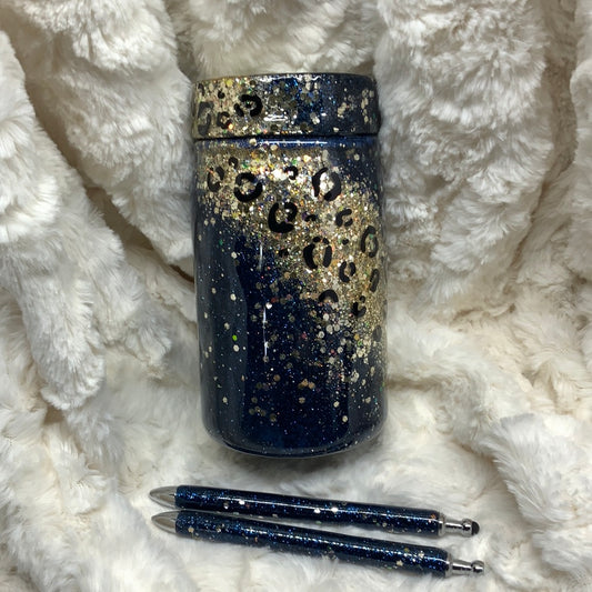 Leopard Print Gift Set Tumbler with Pen and Pencil