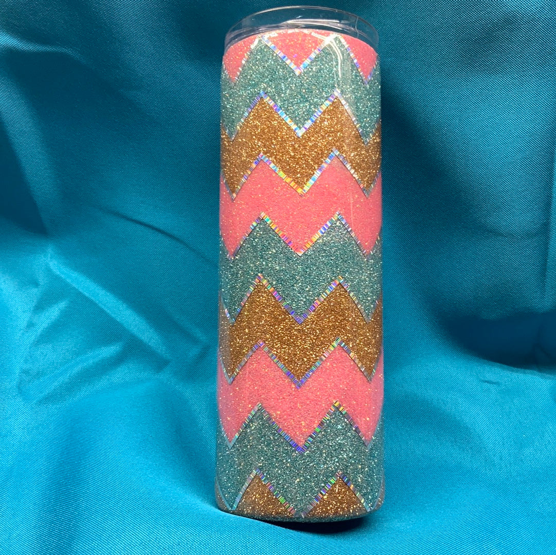 Glitter Beach Vibe Zigzag 20 oz. Skinny tumbler