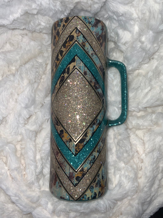 Teal Western 30 oz. Handle Skinny Tumbler