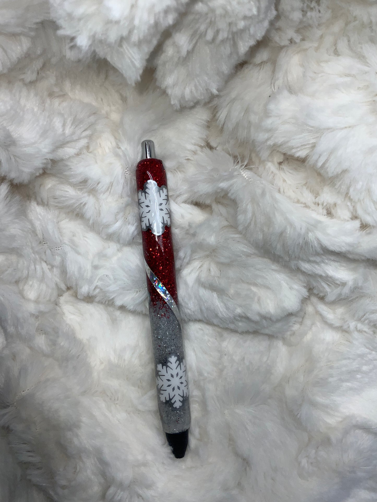 Gel Pen-Red/Silver Snowflake