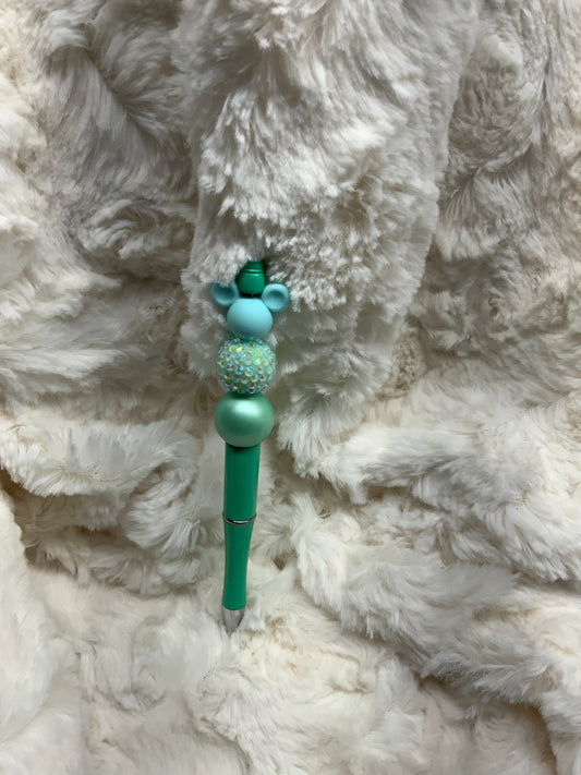 Bead Pen Mint Green/'Blue Mouse