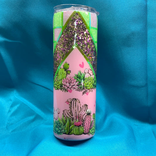 Glittered Cactus 20 oz. Skinny tumbler