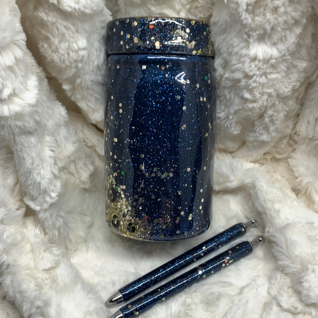 Custom Glitter Leopard Tumbler & Pen Set