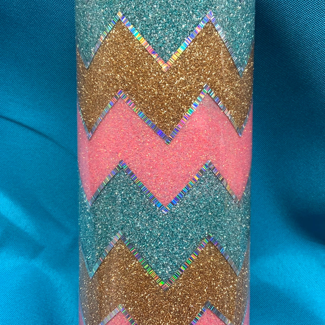 Glitter Beach Vibe Zigzag 20 oz. Skinny tumbler