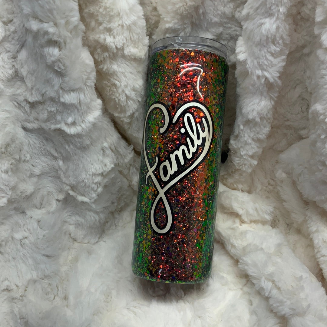 Family Color Changing Chunky Glittered 20 oz. Skinny Tumbler